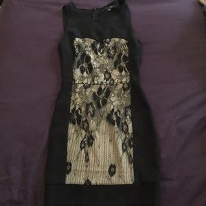 Unique cocktail dress - Black and Tan lace